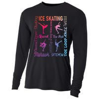 Ice Skating Typography Figure Skater Ice Skates Cooling Performance Long Sleeve Crew