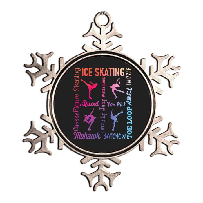 Ice Skating Typography Figure Skater Ice Skates Metallic Star Ornament