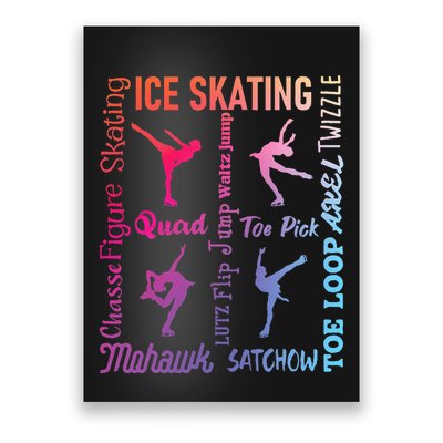 Ice Skating Typography Figure Skater Ice Skates Poster