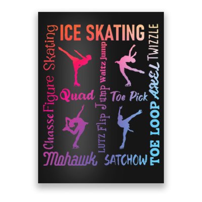 Ice Skating Typography Figure Skater Ice Skates Poster