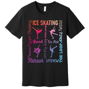 Ice Skating Typography Figure Skater Ice Skates Premium T-Shirt