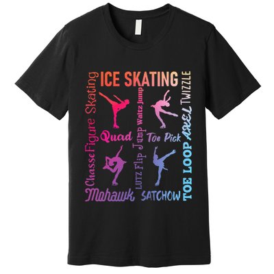 Ice Skating Typography Figure Skater Ice Skates Premium T-Shirt