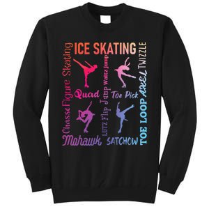 Ice Skating Typography Figure Skater Ice Skates Tall Sweatshirt