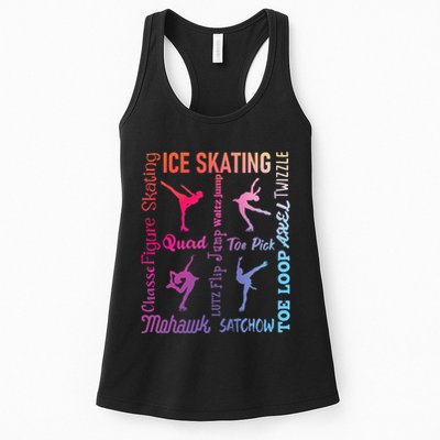 Ice Skating Typography Figure Skater Ice Skates Womens Tank Top