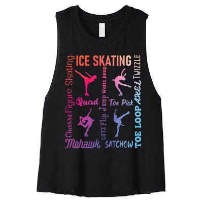 Ice Skating Typography Figure Skater Ice Skates Women's Racerback Cropped Tank