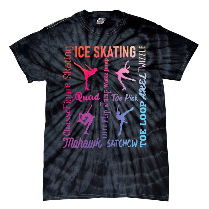 Ice Skating Typography Figure Skater Ice Skates Tie-Dye T-Shirt