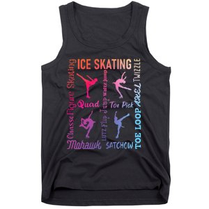 Ice Skating Typography Figure Skater Ice Skates Tank Top