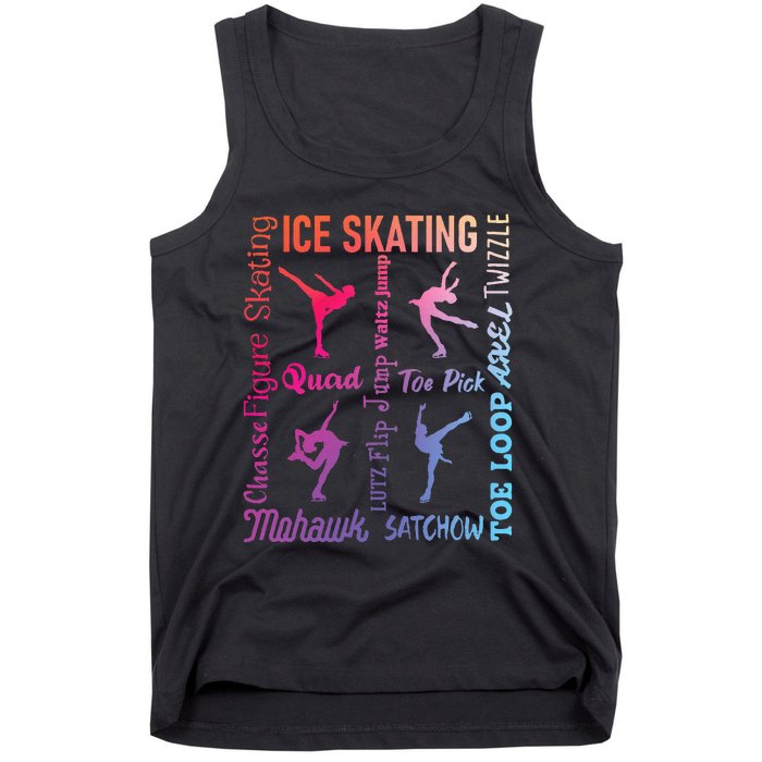 Ice Skating Typography Figure Skater Ice Skates Tank Top