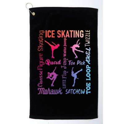 Ice Skating Typography Figure Skater Ice Skates Platinum Collection Golf Towel