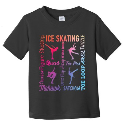 Ice Skating Typography Figure Skater Ice Skates Toddler T-Shirt