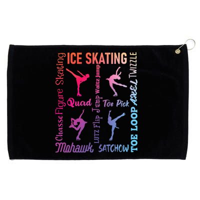 Ice Skating Typography Figure Skater Ice Skates Grommeted Golf Towel