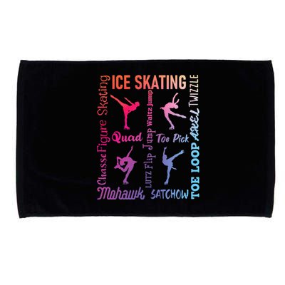 Ice Skating Typography Figure Skater Ice Skates Microfiber Hand Towel