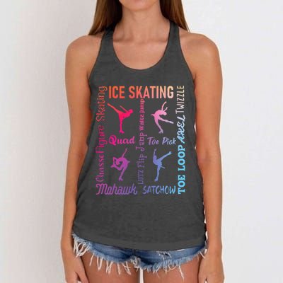 Ice Skating Typography Figure Skater Ice Skates Women's Knotted Racerback Tank