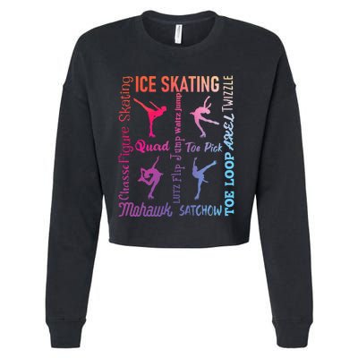 Ice Skating Typography Figure Skater Ice Skates Cropped Pullover Crew