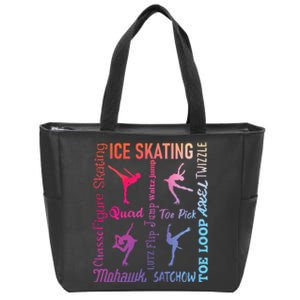 Ice Skating Typography Figure Skater Ice Skates Zip Tote Bag