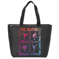 Ice Skating Typography Figure Skater Ice Skates Zip Tote Bag