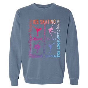 Ice Skating Typography Figure Skater Ice Skates Garment-Dyed Sweatshirt