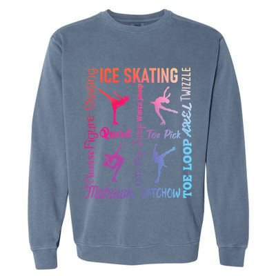 Ice Skating Typography Figure Skater Ice Skates Garment-Dyed Sweatshirt