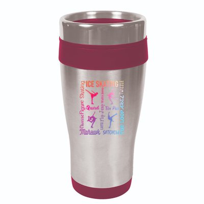 Ice Skating Typography Figure Skater Ice Skates 16oz Travel Tumbler