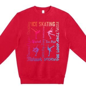 Ice Skating Typography Figure Skater Ice Skates Premium Crewneck Sweatshirt