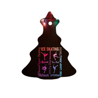 Ice Skating Typography Figure Skater Ice Skates Ceramic Tree Ornament