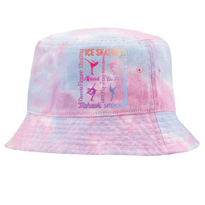 Ice Skating Typography Figure Skater Ice Skates Tie-Dyed Bucket Hat