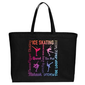 Ice Skating Typography Figure Skater Ice Skates Cotton Canvas Jumbo Tote