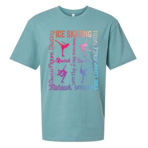 Ice Skating Typography Figure Skater Ice Skates Sueded Cloud Jersey T-Shirt