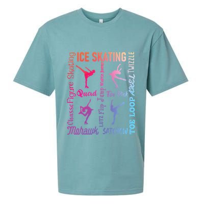 Ice Skating Typography Figure Skater Ice Skates Sueded Cloud Jersey T-Shirt