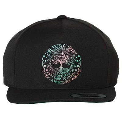 I See Trees Of Green Red Roses Too What A Wonderful World Wool Snapback Cap