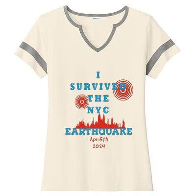 I Survived The Nyc Earthquake Ladies Halftime Notch Neck Tee