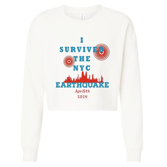 I Survived The Nyc Earthquake Cropped Pullover Crew