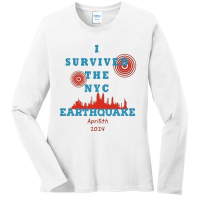 I Survived The Nyc Earthquake Ladies Long Sleeve Shirt