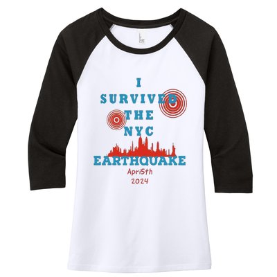 I Survived The Nyc Earthquake Women's Tri-Blend 3/4-Sleeve Raglan Shirt