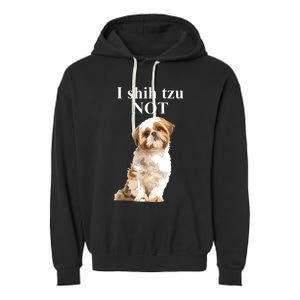 I Shih Tzu NOT Funny Shih Tzu Garment-Dyed Fleece Hoodie