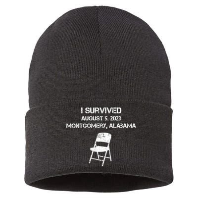 I Survived The Riverboat Brawl Alabama Funny Folding Chair Trending Sustainable Knit Beanie