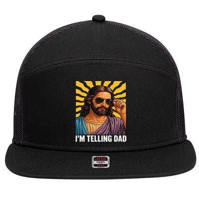 I Saw That Im Telling Dad Funny Religious Christian Jesus 7 Panel Mesh Trucker Snapback Hat