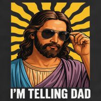 I Saw That Im Telling Dad Funny Religious Christian Jesus 7 Panel Mesh Trucker Snapback Hat