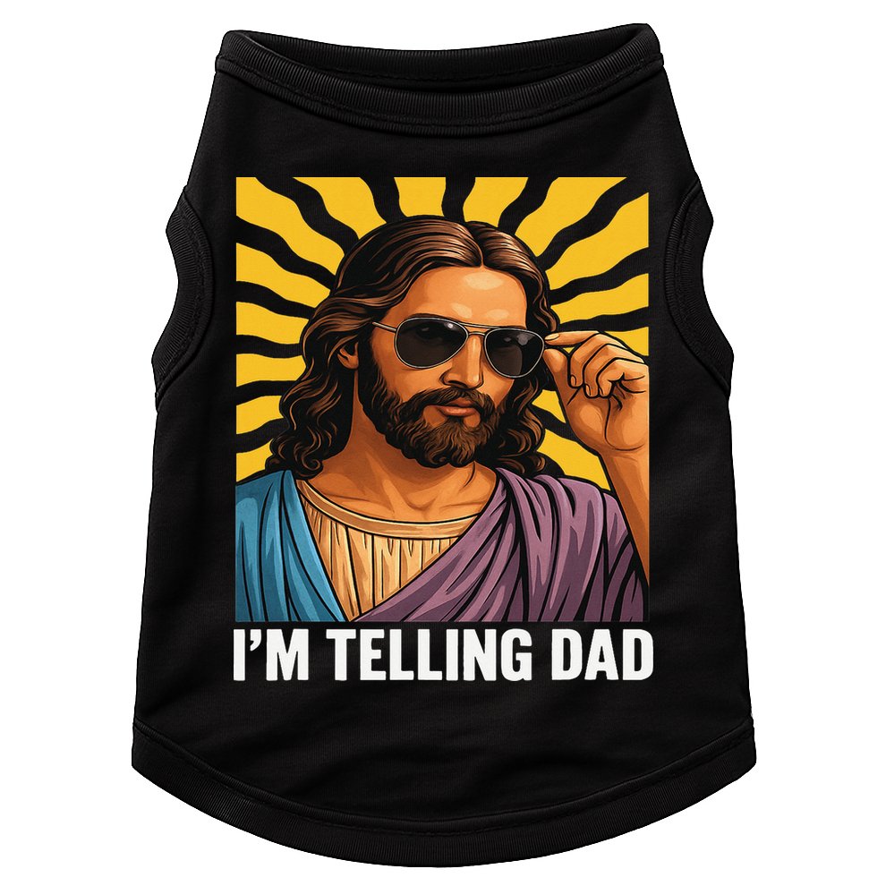 I Saw That Im Telling Dad Funny Religious Christian Jesus Doggie Tank