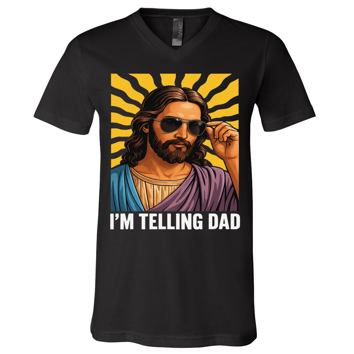 I Saw That Im Telling Dad Funny Religious Christian Jesus V-Neck T-Shirt