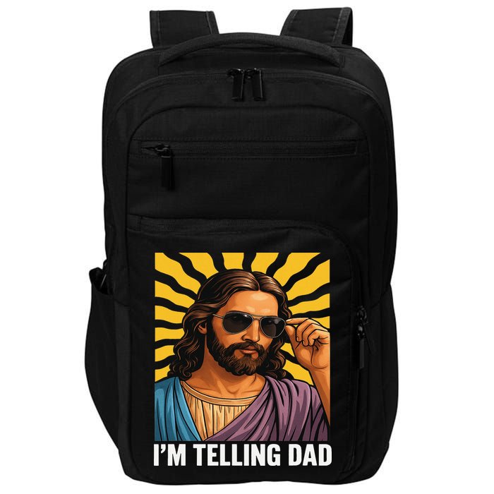 I Saw That Im Telling Dad Funny Religious Christian Jesus Impact Tech Backpack