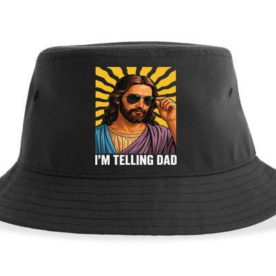 I Saw That Im Telling Dad Funny Religious Christian Jesus Sustainable Bucket Hat