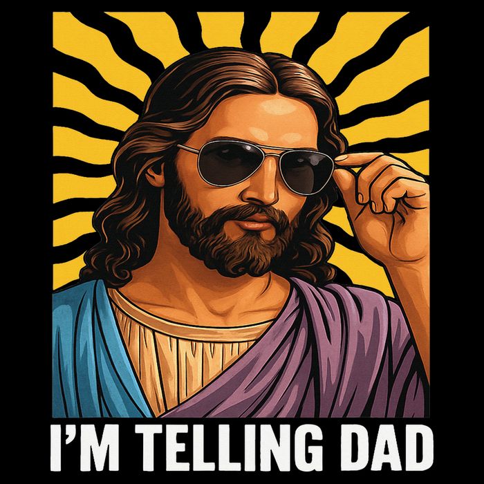 I Saw That Im Telling Dad Funny Religious Christian Jesus Sustainable Bucket Hat