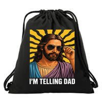 I Saw That Im Telling Dad Funny Religious Christian Jesus Drawstring Bag