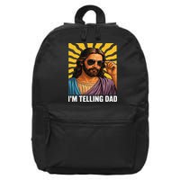 I Saw That Im Telling Dad Funny Religious Christian Jesus 16 in Basic Backpack