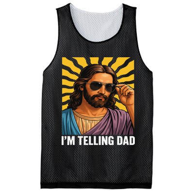 I Saw That Im Telling Dad Funny Religious Christian Jesus Mesh Reversible Basketball Jersey Tank