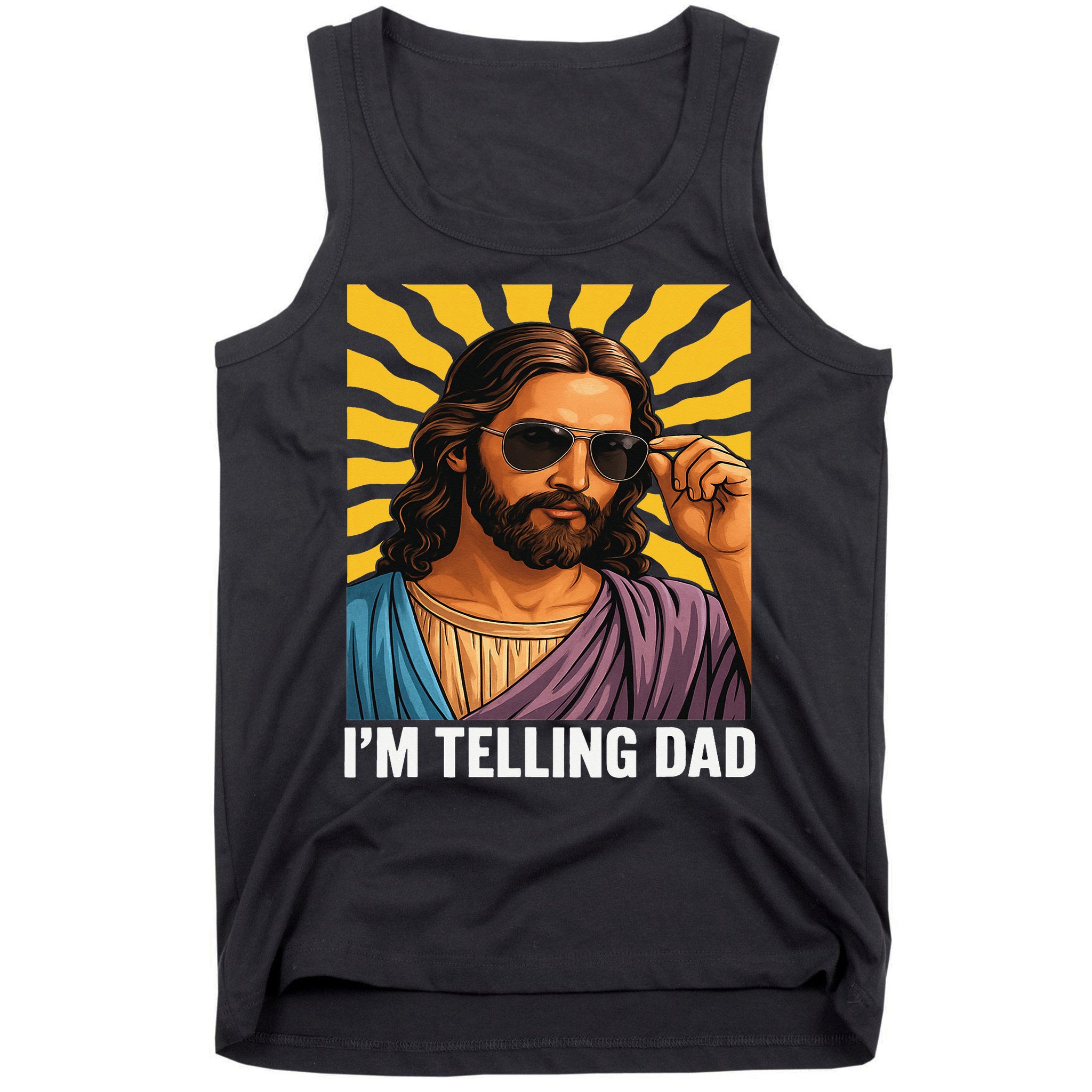 I Saw That Im Telling Dad Funny Religious Christian Jesus Tank Top