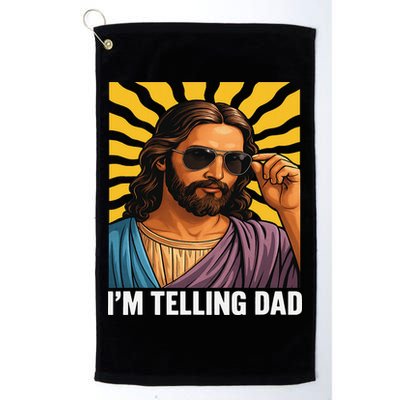 I Saw That Im Telling Dad Funny Religious Christian Jesus Golf Towel