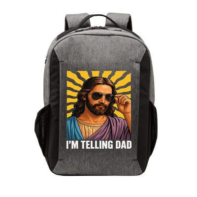 I Saw That Im Telling Dad Funny Religious Christian Jesus Vector Backpack