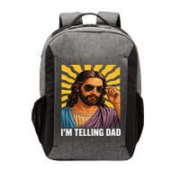 I Saw That Im Telling Dad Funny Religious Christian Jesus Vector Backpack